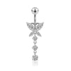 Belly Button Ring Stainless Steel Copper Inlaid Zircon Constellation Electroplating Heart Shaped Water Drop Style For Women