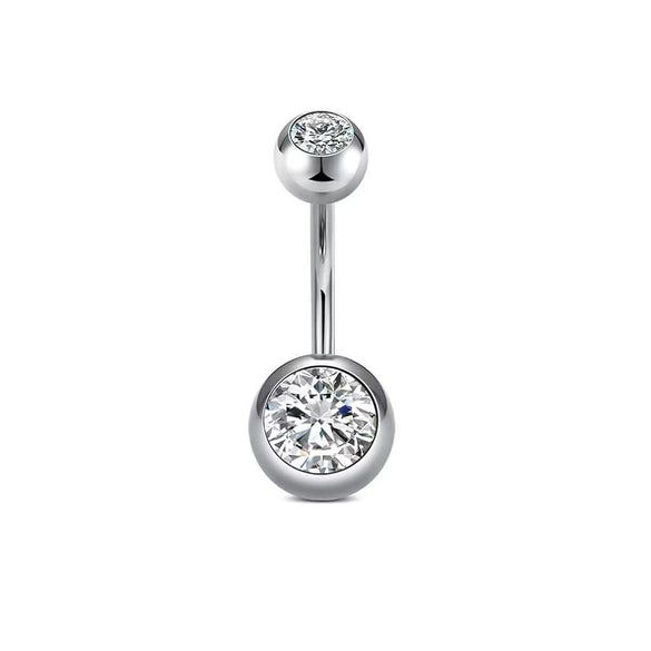 Belly Button Ring Stainless Steel Copper Inlaid Zircon Constellation Electroplating Heart Shaped Water Drop Style For Women