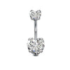 Belly Button Ring Stainless Steel Copper Inlaid Zircon Constellation Electroplating Heart Shaped Water Drop Style For Women