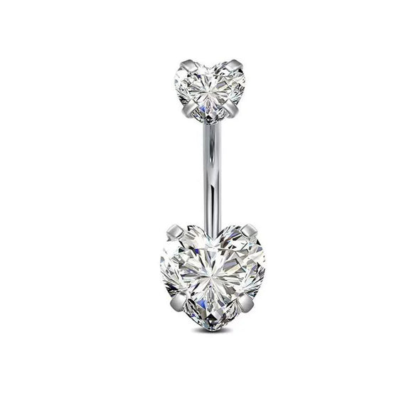 Belly Button Ring Stainless Steel Copper Inlaid Zircon Constellation Electroplating Heart Shaped Water Drop Style For Women