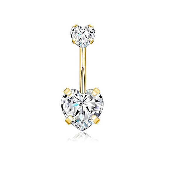 Belly Button Ring Stainless Steel Copper Inlaid Zircon Constellation Electroplating Heart Shaped Water Drop Style For Women