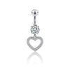 Belly Button Ring Stainless Steel Copper Inlaid Zircon Constellation Electroplating Heart Shaped Water Drop Style For Women