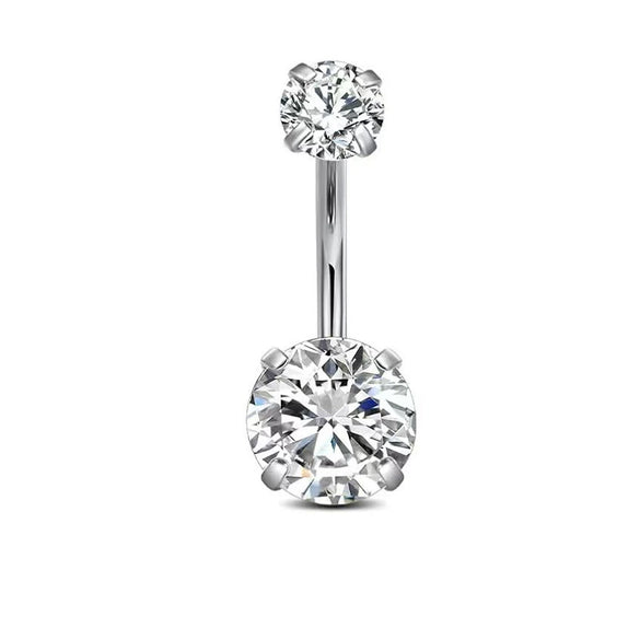 Belly Button Ring Stainless Steel Copper Inlaid Zircon Constellation Electroplating Heart Shaped Water Drop Style For Women