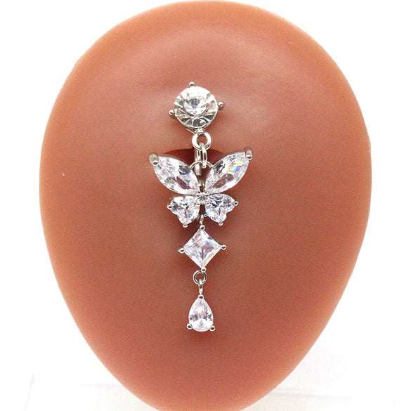 Belly Button Ring Stainless Steel Heartshaped Butterfly Bee Wings Bow Electroplated Unisex Body Puncture Jewelry