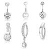 Belly Button Ring Stainless Steel Inlaid Zircon Geometric Style Electroplating Body Piercing Jewelry Set