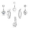 Belly Button Ring Stainless Steel Inlaid Zircon Geometric Style Electroplating Body Piercing Jewelry Set