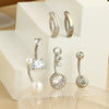 Belly Button Ring Stainless Steel Inlaid Zircon Geometric Style Electroplating Body Piercing Jewelry Set