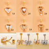 Belly Button Ring Stainless Steel Microinlaid Zircon Love Bow Women's Fashion Electroplating