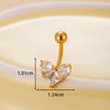 Belly Button Ring Stainless Steel Microinlaid Zircon Love Bow Women's Fashion Electroplating