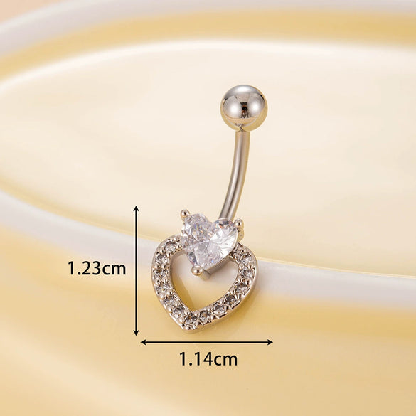 Belly Button Ring Stainless Steel Microinlaid Zircon Love Bow Women's Fashion Electroplating