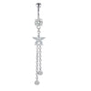 Belly Button Ring Stainless Steel Star Inlaid Zircon Electroplating Body Jewelry