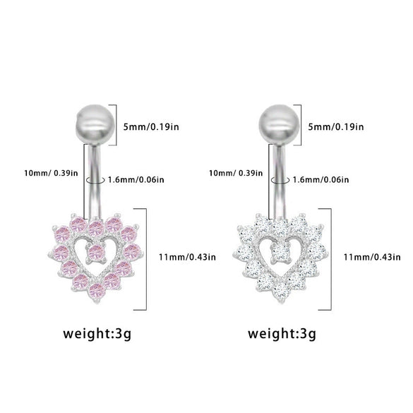 Belly Button Ring Zinc Alloy Heart Shape Human Body Piercing