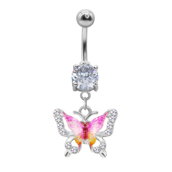 Belly Ring Jewelry Zinc Alloy Heart Shape Flash Butterfly Style Unisex