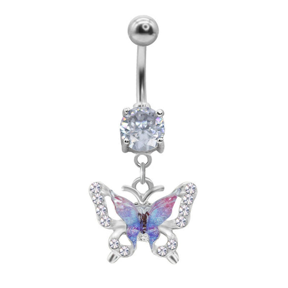Belly Ring Jewelry Zinc Alloy Heart Shape Flash Butterfly Style Unisex