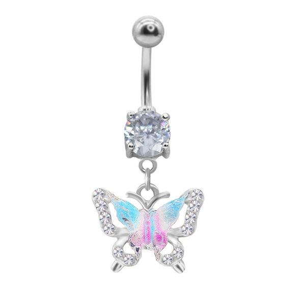 Belly Ring Jewelry Zinc Alloy Heart Shape Flash Butterfly Style Unisex