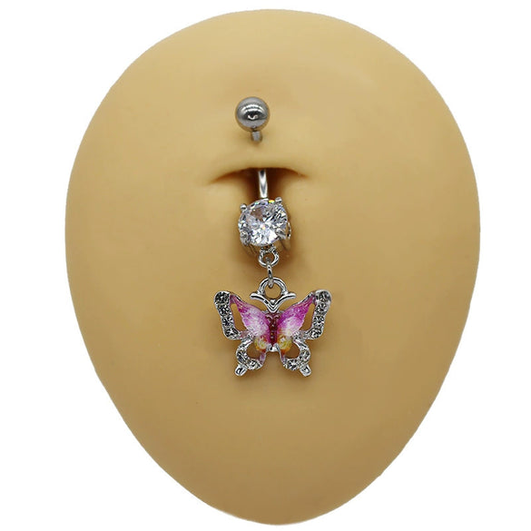 Belly Ring Jewelry Zinc Alloy Heart Shape Flash Butterfly Style Unisex