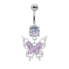 Belly Ring Jewelry Zinc Alloy Heart Shape Flash Butterfly Style Unisex