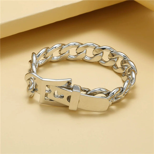 Belt Buckle Bracelet Metal Geometric Handmade Unisex