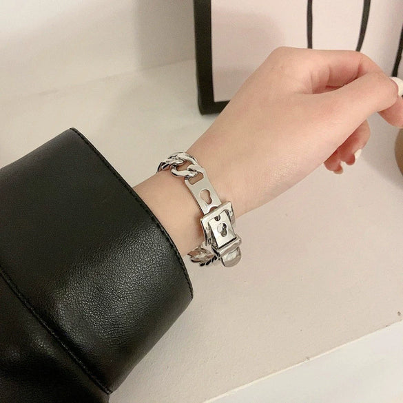 Belt Buckle Bracelet Metal Geometric Handmade Unisex