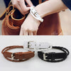 Belt Buckle Bracelet Pu Leather Double Ring Geometric Woven Ladies Fashion Jewelry