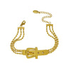 Belt Buckle Bracelet Titanium Steel 18K Gold Non Fading Electroplated Boyfriend Style Jewelry
