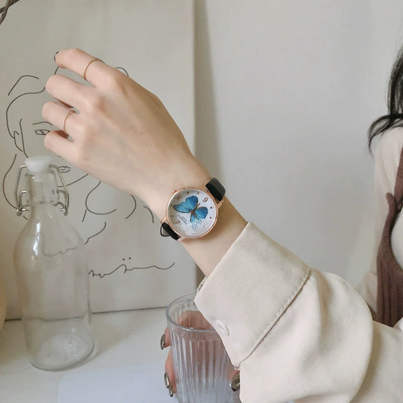 Belt Watch Alloy Case Imitation Leather Strap Round Dial Vintage Artistic Style