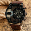 Belt Watch Alloy Leather Stainless Steel Round Dial Military Business Style