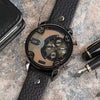 Belt Watch Alloy Leather Stainless Steel Round Dial Military Business Style