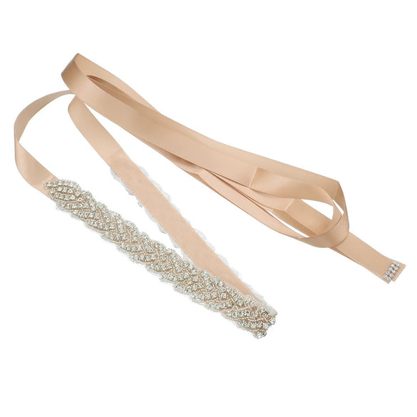 Belt Wedding Dress Accessories Handstitched Metal Crystal Rhinestone Applique Waist Decoration For Bride