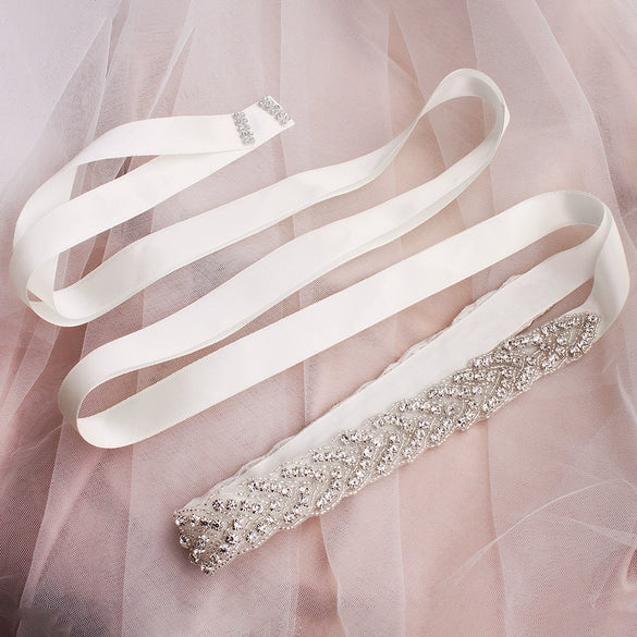 Belt Wedding Dress Accessories Handstitched Metal Crystal Rhinestone Applique Waist Decoration For Bride