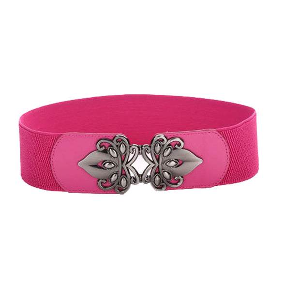 Belt Women's Wide Elastic Alloy Buckle Weaving Decorative