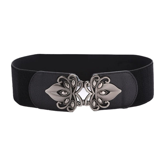 Belt Women's Wide Elastic Alloy Buckle Weaving Decorative