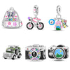 Bicycle Camera Beaded Hanging Beads Diy Accessories Bracelet 925 Silver Plated Dripping Oil Style