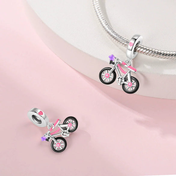 Bicycle Camera Beaded Hanging Beads Diy Accessories Bracelet 925 Silver Plated Dripping Oil Style