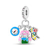 Bicycle Camera Beaded Hanging Beads Diy Accessories Bracelet 925 Silver Plated Dripping Oil Style