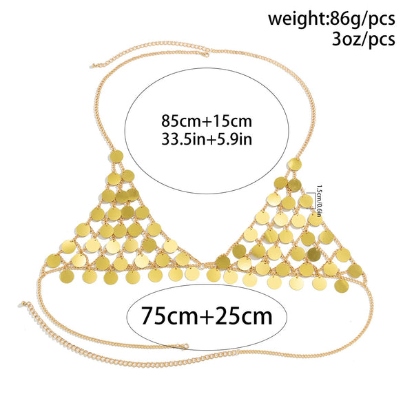 Bikini Accessories Handmade Plastic Resin Star Sequins Chest Chain For Women