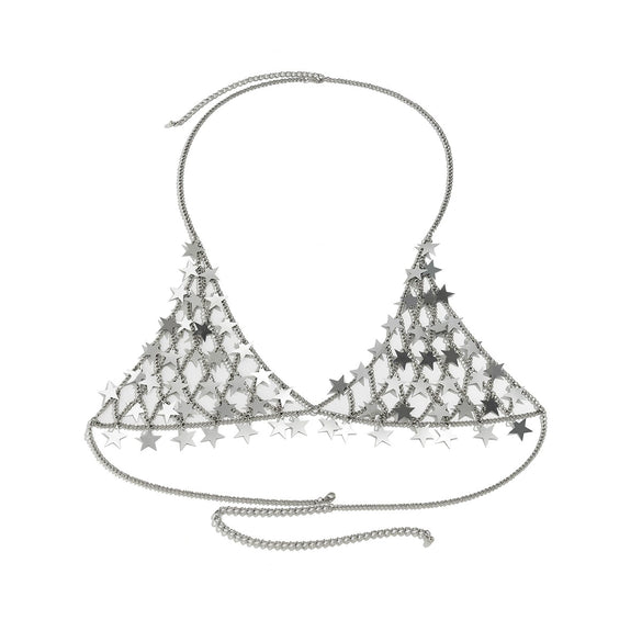 Bikini Accessories Handmade Plastic Resin Star Sequins Chest Chain For Women