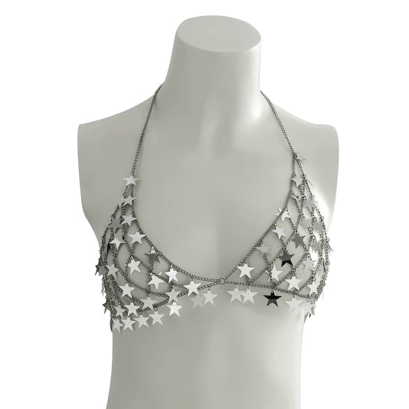 Bikini Accessories Handmade Plastic Resin Star Sequins Chest Chain For Women