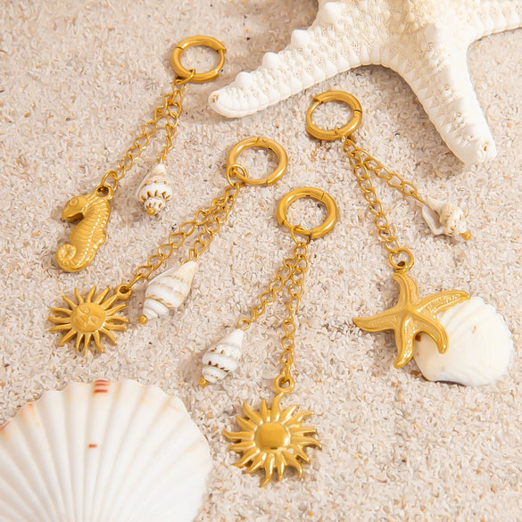 Bikini Buckle Pendant Highend Accessories Titanium Steel Stainless Steel Marine Series Starfish Conch Electroplating Casual Geometric Style