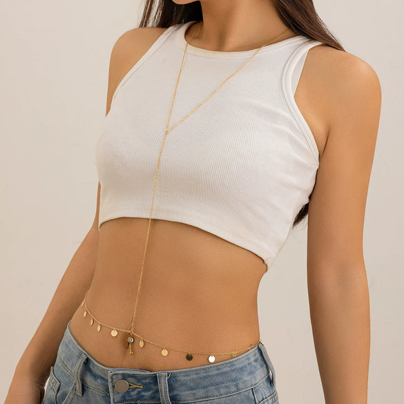 Bikini Chest Chain Body Chain Navel Body Chain Copper Electroplated For Women Simple Style