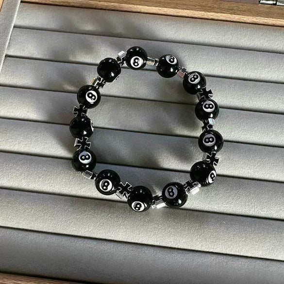 Billiards Bracelet Stone Alloy Geometric Cross Enamel Handmade Unisex