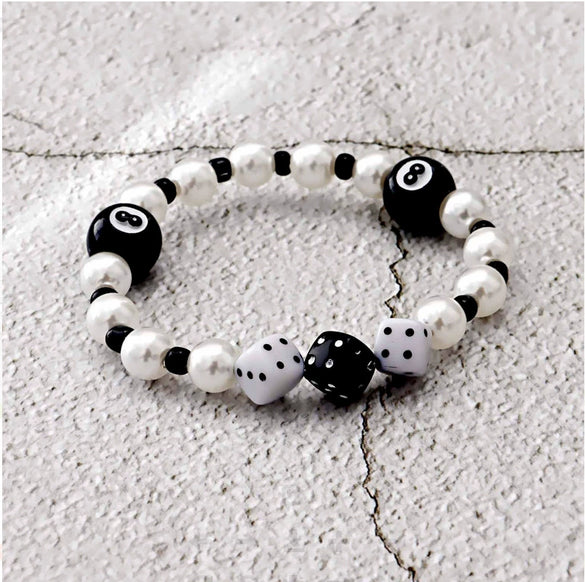 Billiards Bracelet Stone Alloy Geometric Cross Enamel Handmade Unisex