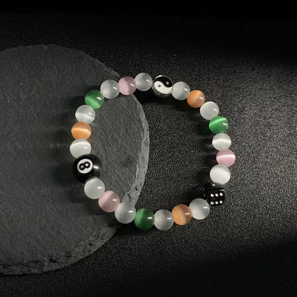 Billiards Bracelet Stone Alloy Geometric Cross Enamel Handmade Unisex