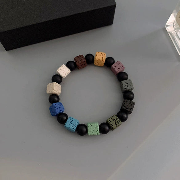 Billiards Bracelet Stone Alloy Geometric Cross Enamel Handmade Unisex