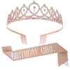 Birthday Crown Shoulder Strap Set Alloy Gold Powder Electroplating Simple Geometric Style For Girls