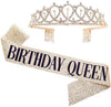 Birthday Crown Shoulder Strap Set Alloy Gold Powder Electroplating Simple Geometric Style For Girls