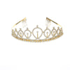Birthday Crown Shoulder Strap Set Alloy Gold Powder Electroplating Simple Geometric Style For Girls