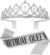 Birthday Crown Shoulder Strap Set Alloy Gold Powder Electroplating Simple Geometric Style For Girls