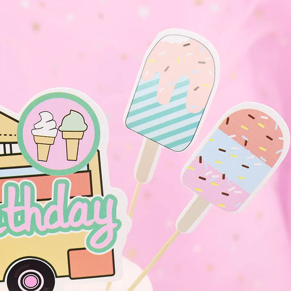 Birthday Cute Ice Cream Letter Paper Daily Party Flag