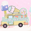 Birthday Cute Ice Cream Letter Paper Daily Party Flag